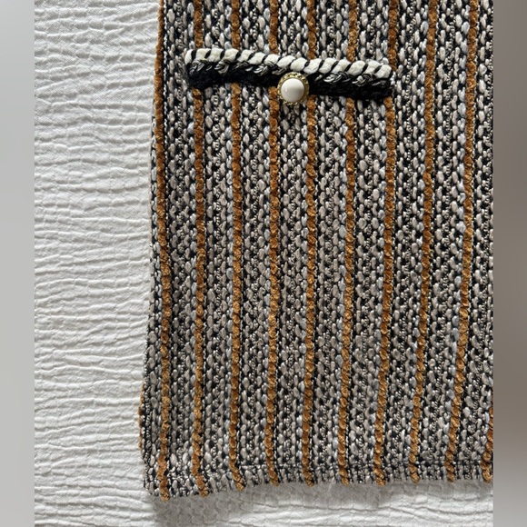 Zara Black, White & Burnt Orange Striped Midi Dress - Picture 4 of 12